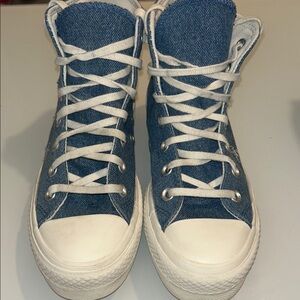 Kids Denim Blue High-Top Sneakers